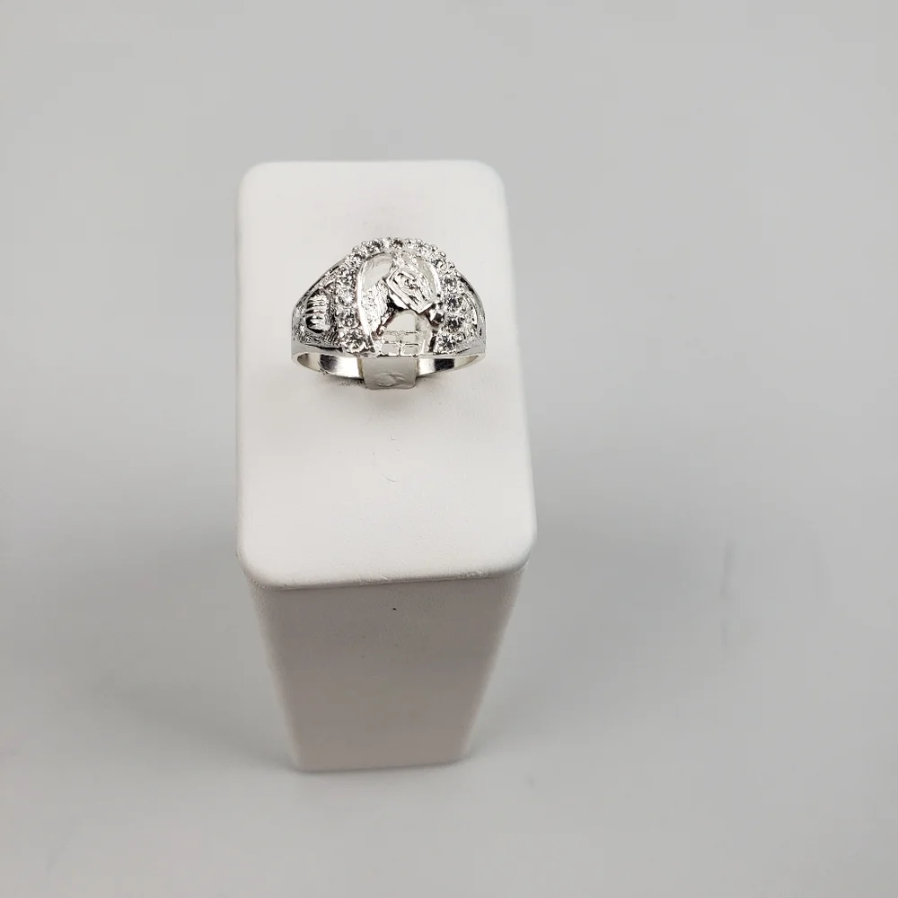 925 sterling silver men's horse with zircon ston Ring size 11.5‎ New - Picture 7 of 16